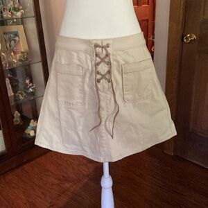 32 inch waist Express Jeans tan lace up skirt. Perfect condition